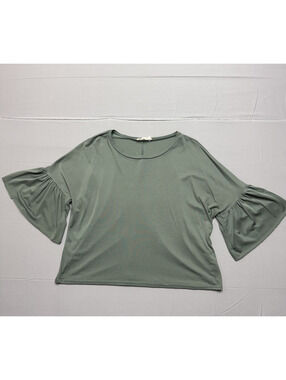 No Comment Womens Bell Sleeve Modal Knit Top Size Adult S Green Boho Minimal